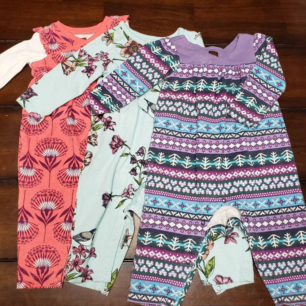 Tea Collection Long Sleeve Rompers (Lot of 3)